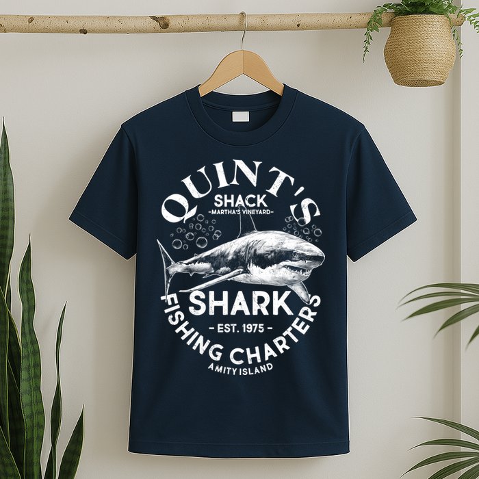 Vintage Quint's Shack Shark Fishing Charters Est 1975 T-Shirt