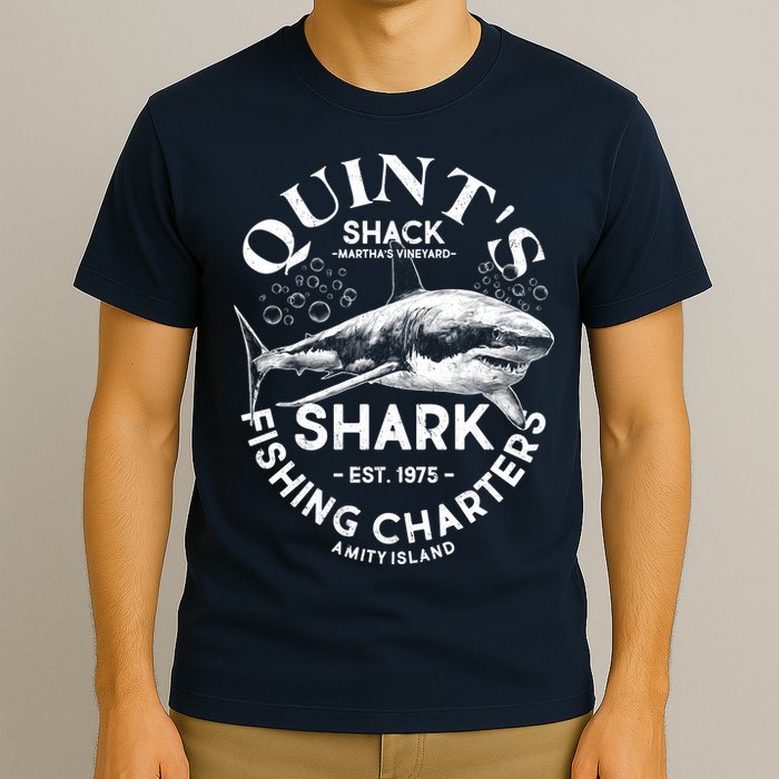 Vintage Quint's Shack Shark Fishing Charters Est 1975 T-Shirt