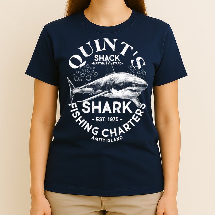 Vintage Quint's Shack Shark Fishing Charters Est 1975 T-Shirt