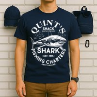 Vintage Quint's Shack Shark Fishing Charters Est 1975 T-Shirt
