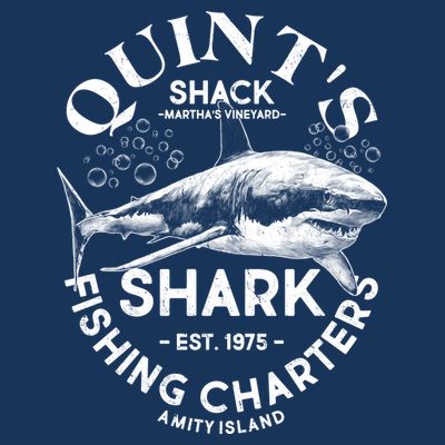 Vintage Quint's Shack Shark Fishing Charters Est 1975 T-Shirt
