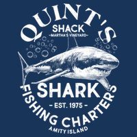 Vintage Quint's Shack Shark Fishing Charters Est 1975 T-Shirt