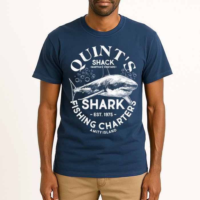 Vintage Quint's Shack Shark Fishing Charters Est 1975 Tall T-Shirt