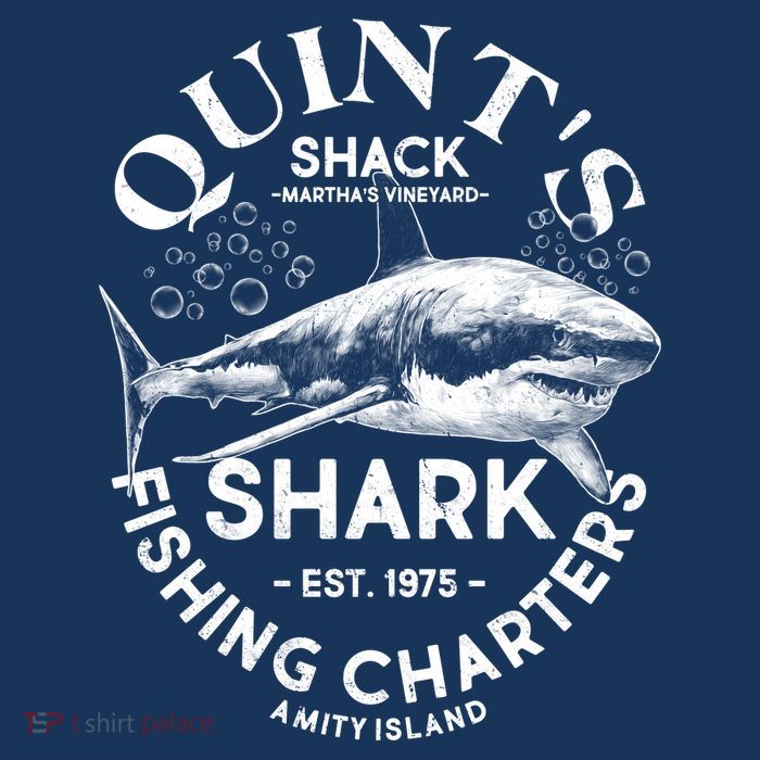 Vintage Quint's Shack Shark Fishing Charters Est 1975 Tall T-Shirt