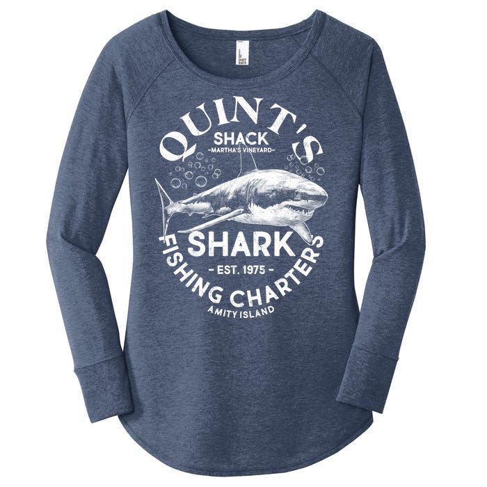 Vintage Quint's Shack Shark Fishing Charters Est 1975 Women's Perfect Tri Tunic Long Sleeve Shirt