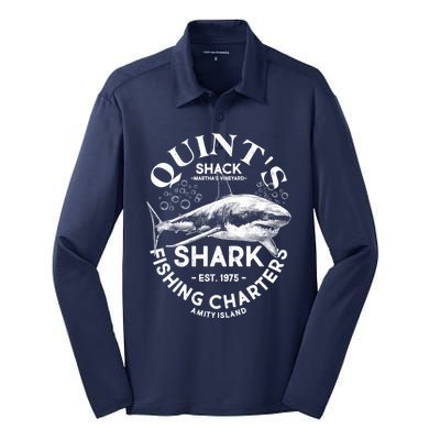 Vintage Quint's Shack Shark Fishing Charters Est 1975 Silk Touch Performance Long Sleeve Polo