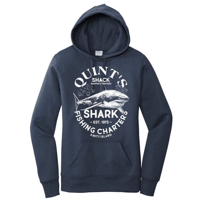 Vintage Quint's Shack Shark Fishing Charters Est 1975 Women's Pullover Hoodie