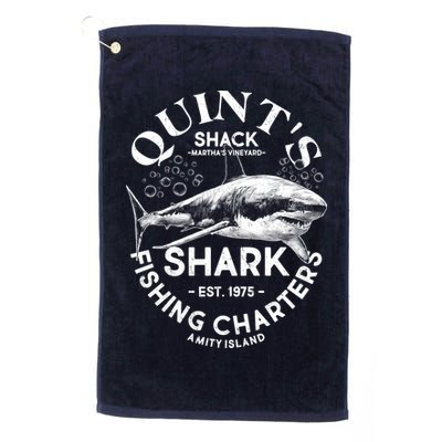 Vintage Quint's Shack Shark Fishing Charters Est 1975 Golf Towel
