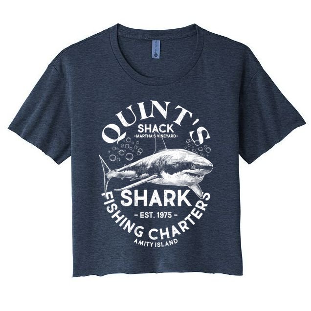 Vintage Quint's Shack Shark Fishing Charters Est 1975 Crop Top
