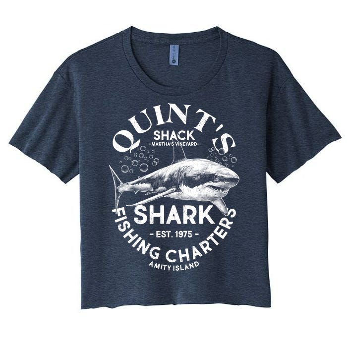 Vintage Quint's Shack Shark Fishing Charters Est 1975 Women's Crop Top Tee