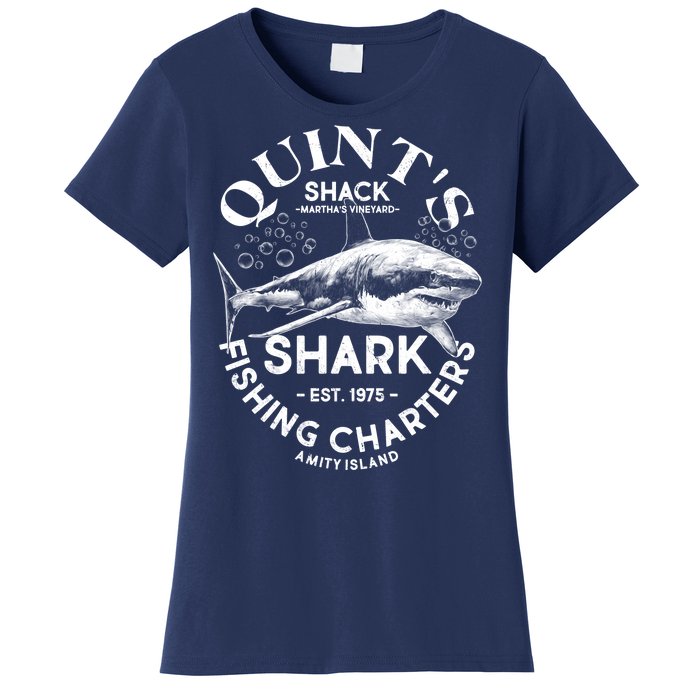 Vintage Quint's Shack Shark Fishing Charters Est 1975 Women's T-Shirt