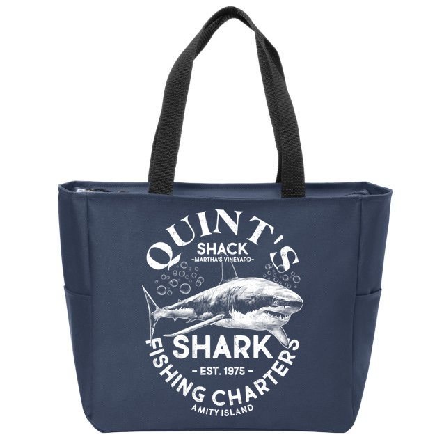 Vintage Quint's Shack Shark Fishing Charters Est 1975 Zip Tote Bag