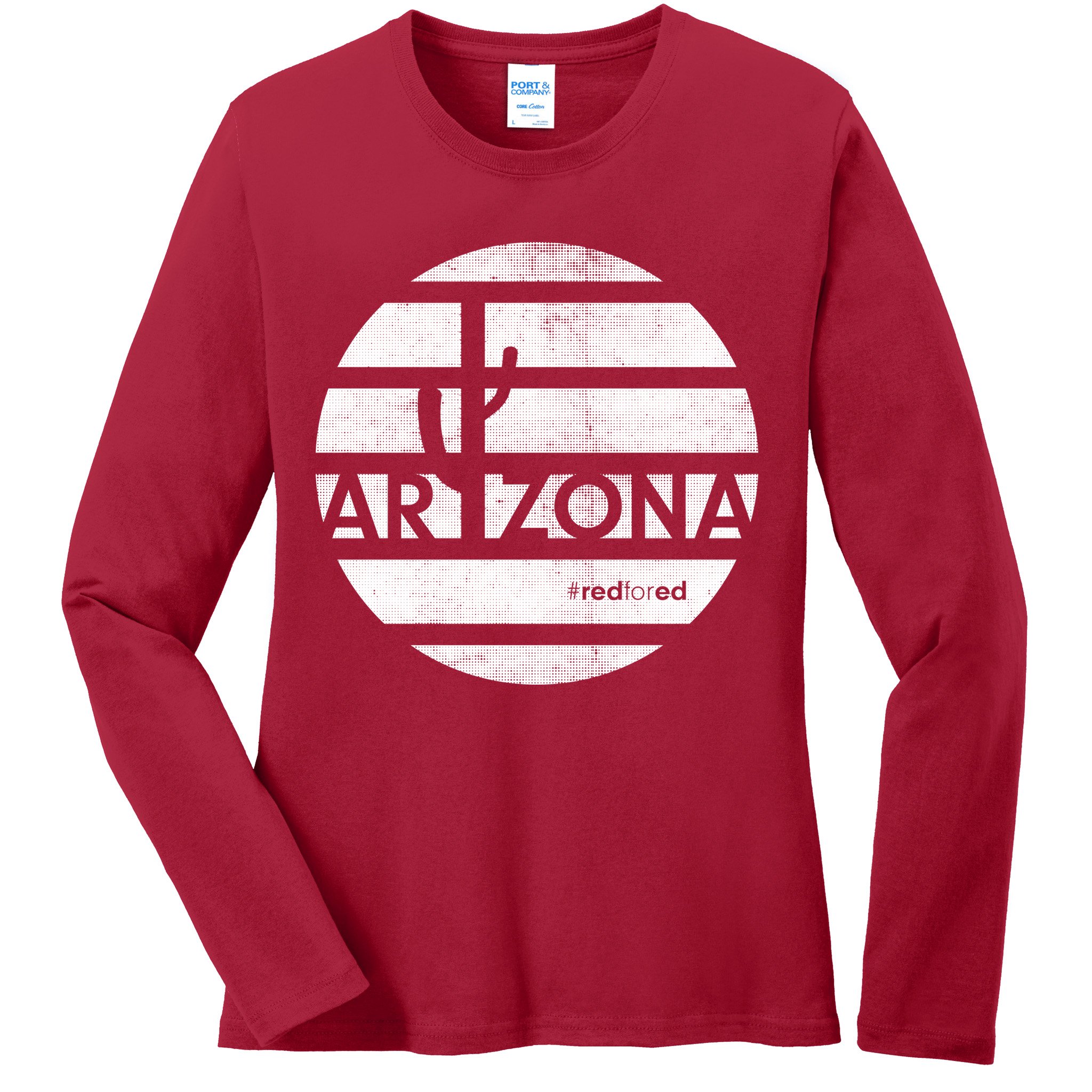 Vintage Red for Ed Arizona Cactus Ladies Long Sleeve Shirt