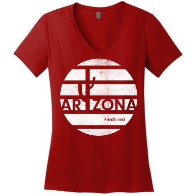 Vintage Red for Ed Arizona Cactus Women's V-Neck T-Shirt