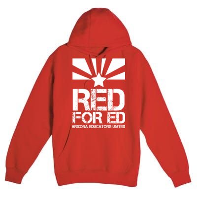 Vintage Red For Ed Arizona Teacher Flag Premium Pullover Hoodie
