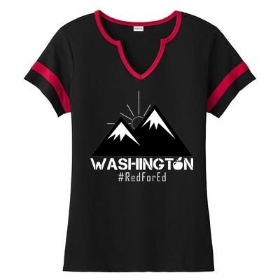 Vintage Red for Ed Washington State Mountains Ladies Halftime Notch Neck Tee