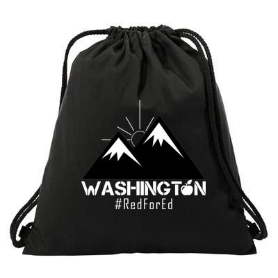 Vintage Red for Ed Washington State Mountains Drawstring Bag