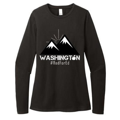 Vintage Red for Ed Washington State Mountains Womens CVC Long Sleeve Shirt