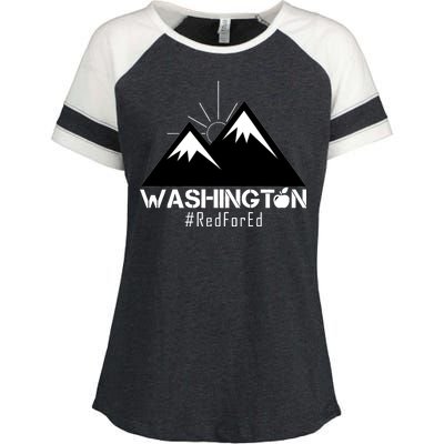 Vintage Red for Ed Washington State Mountains Enza Ladies Jersey Colorblock Tee