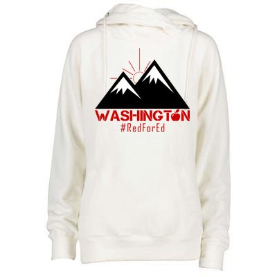 Vintage Red for Ed Washington State Mountains Womens Funnel Neck Pullover Hood