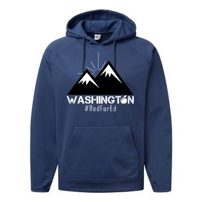 Vintage Red for Ed Washington State Mountains Performance Fleece Hoodie