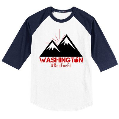 Vintage Red for Ed Washington State Mountains Baseball Sleeve Shirt