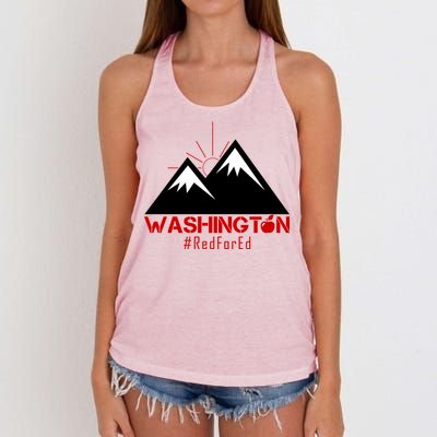 Vintage Red for Ed Washington State Mountains Women's Knotted Racerback Tank