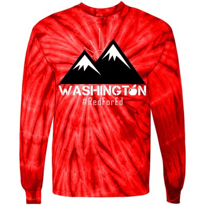 Vintage Red for Ed Washington State Mountains Tie-Dye Long Sleeve Shirt