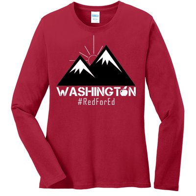 Vintage Red for Ed Washington State Mountains Ladies Long Sleeve Shirt