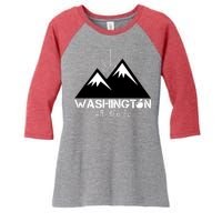 Vintage Red for Ed Washington State Mountains Women's Tri-Blend 3/4-Sleeve Raglan Shirt