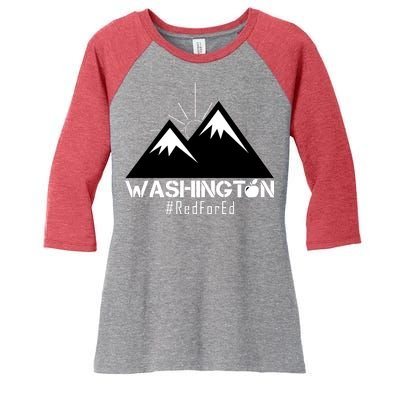 Vintage Red for Ed Washington State Mountains Women's Tri-Blend 3/4-Sleeve Raglan Shirt