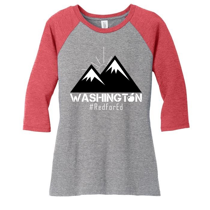 Vintage Red for Ed Washington State Mountains Women's Tri-Blend 3/4-Sleeve Raglan Shirt