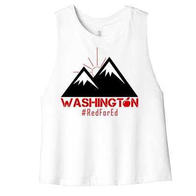 Vintage Red for Ed Washington State Mountains Women's Racerback Cropped Tank