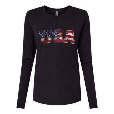 Vintage Red White And Blue USA Logo Womens Cotton Relaxed Long Sleeve T-Shirt