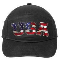 Vintage Red White And Blue USA Logo 7-Panel Snapback Hat