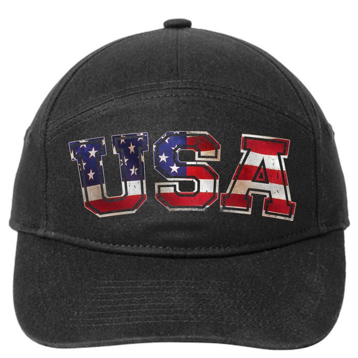 Vintage Red White And Blue USA Logo 7-Panel Snapback Hat