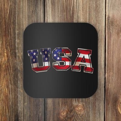 Vintage Red White And Blue USA Logo Coaster