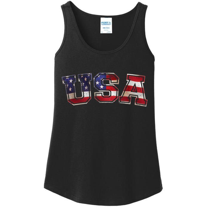 Vintage Red White And Blue USA Logo Ladies Essential Tank