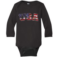 Vintage Red White And Blue USA Logo Baby Long Sleeve Bodysuit