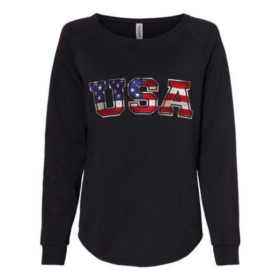 Vintage Red White And Blue USA Logo Womens California Wash Sweatshirt