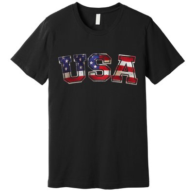 Vintage Red White And Blue USA Logo Premium T-Shirt