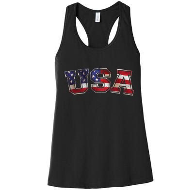 Vintage Red White And Blue USA Logo Women's Racerback Tank