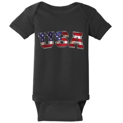 Vintage Red White And Blue USA Logo Baby Bodysuit