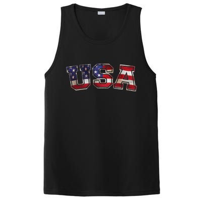 Vintage Red White And Blue USA Logo PosiCharge Competitor Tank