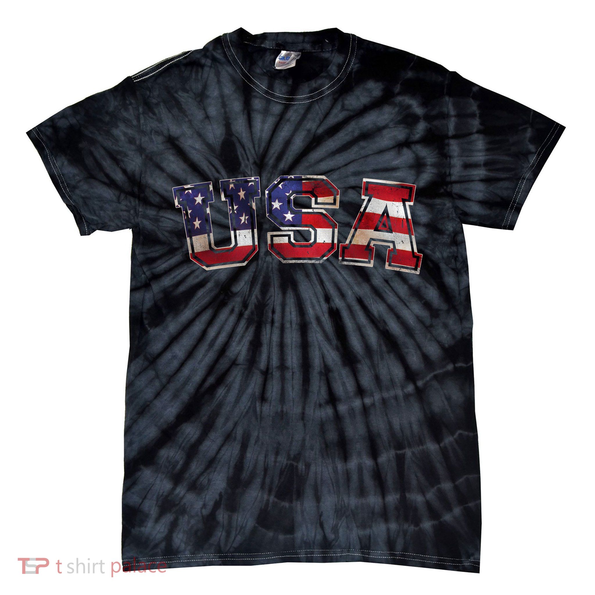 Vintage Red White And Blue USA Logo Tie-Dye T-Shirt