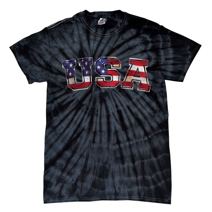 Vintage Red White And Blue USA Logo Tie-Dye T-Shirt