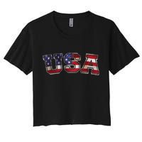 Vintage Red White And Blue USA Logo Women's Crop Top Tee