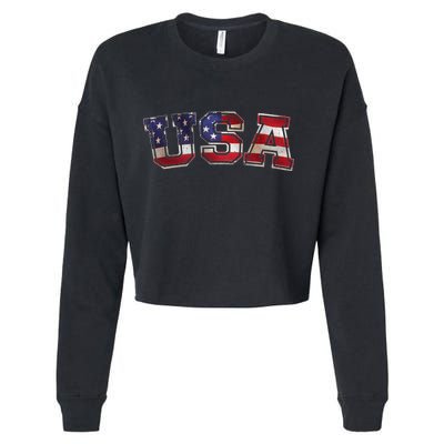 Vintage Red White And Blue USA Logo Cropped Pullover Crew