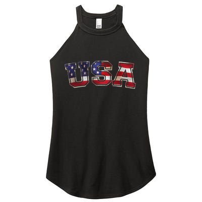 Vintage Red White And Blue USA Logo Women's Perfect Tri Rocker Tank