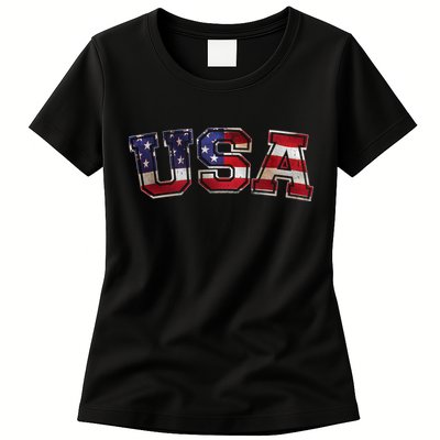 Vintage Red White And Blue USA Logo Womens T-Shirt